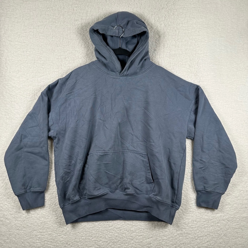 Hours XXL Slate Blue Heavyweight Cotton Fleece Oversized Hoodie Streetwear
